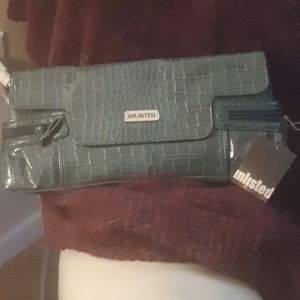 clutch Croc turquoise bag